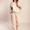 Completo due pezzi in cotone, beige