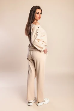Completo due pezzi in cotone, beige