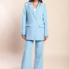 Completo elegante blazer e pantaloni, azzurro