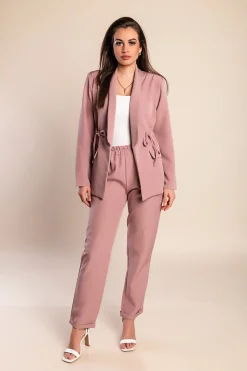 Completo elegante blazer e pantaloni, rosa chiaro