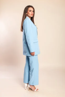 Completo elegante blazer e pantaloni, azzurro