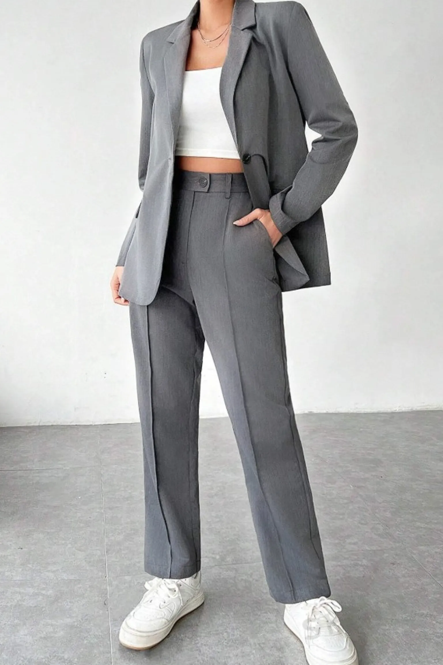 Completo giacca e pantaloni lunghi, grigio