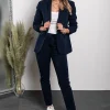 Completo pantalone e blazer elegante Estrena, blu scuro