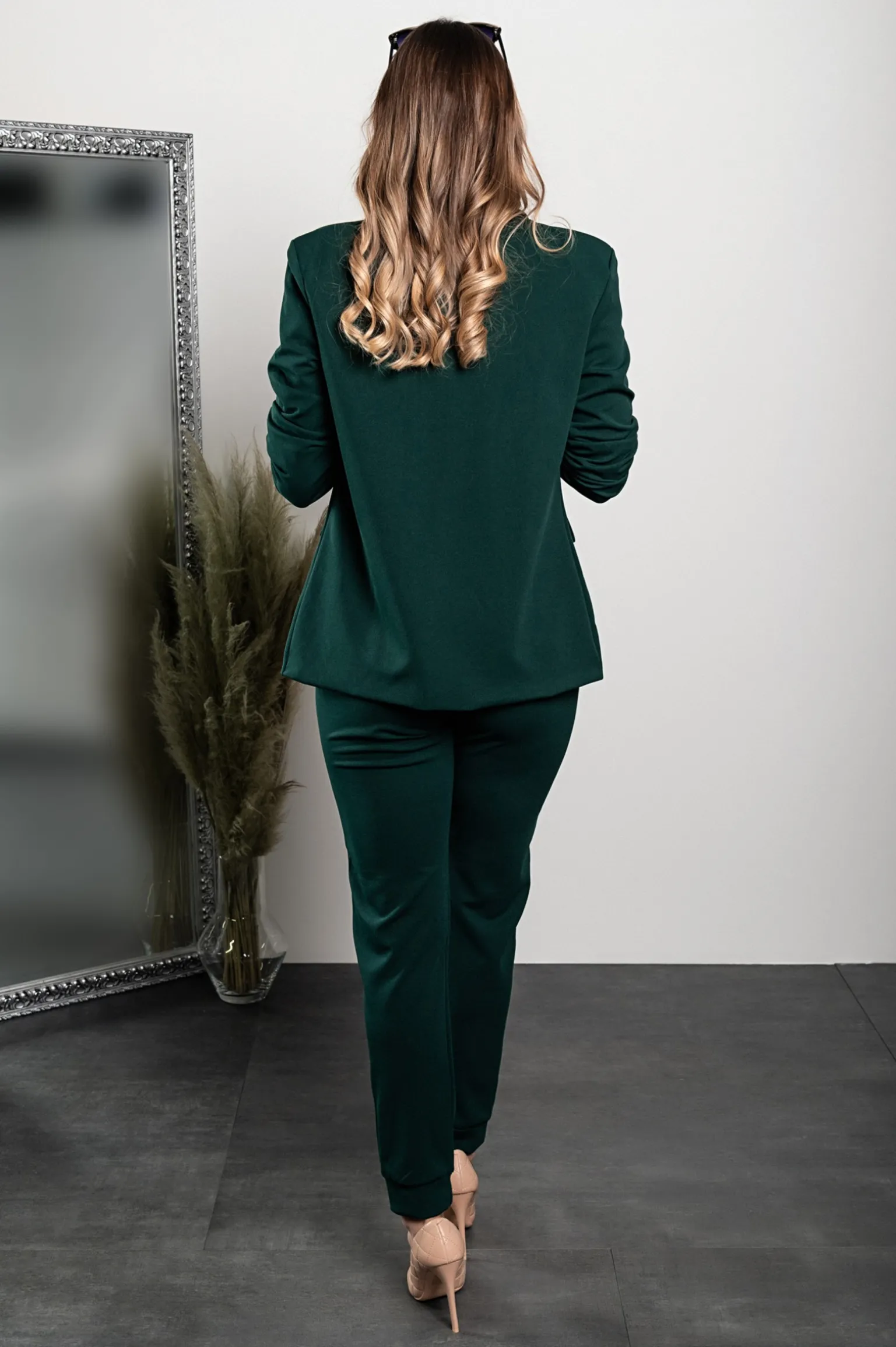 Completo pantalone e blazer elegante Estrena, verde scuro