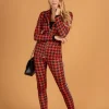 COMPLETO TAILLEUR ELEGANTE CON MOTIVO PEPITA MIRIAMA, NERO ROSSO