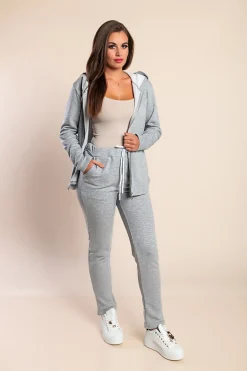 Completo tuta con zip, grigio chiaro