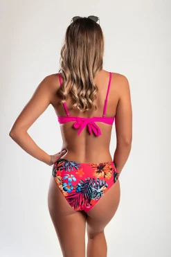 Costume due pezzi con reggiseno imbottito, fucsia