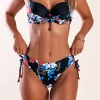 Costume due pezzi con stampa floreale, nero