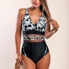 Costume intero con stampa floreale, bianco