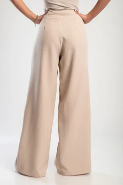 Elegante abito lungo con bottoni, beige