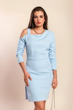 Elegante abito midi, azzurro