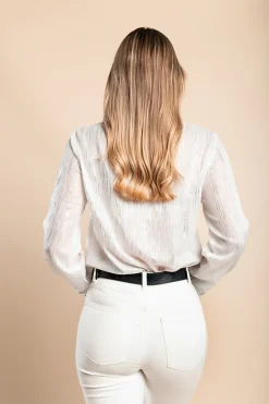 Elegante blusa in tessuto semitrasparente Callafela, bianca