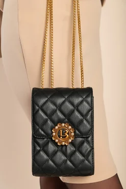 Elegante borsa a mano piccola con dettaglio trapuntato, nera
