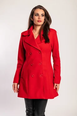 Elegante cappotto abbottonato, bordeaux