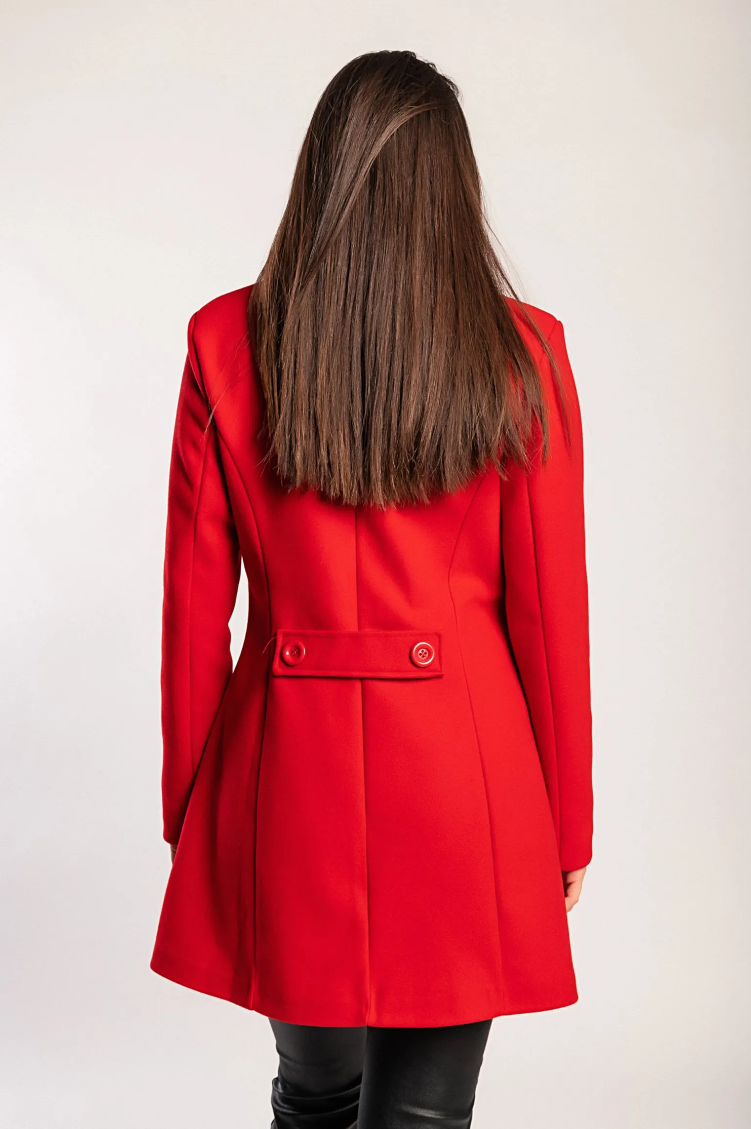 Elegante cappotto abbottonato, bordeaux
