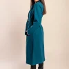 Elegante cappotto lungo con bottoni, petrolio