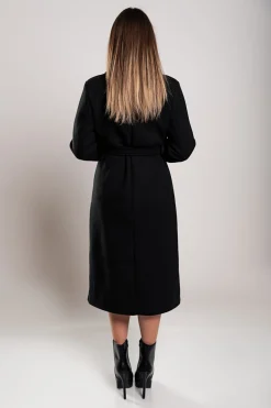 Elegante cappotto lungo con bottoni, nero