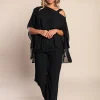 Elegante set tunica e pantaloni lunghi, nero
