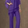 Elegante set tunica e pantaloni lunghi, viola