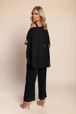 Elegante set tunica e pantaloni lunghi, nero