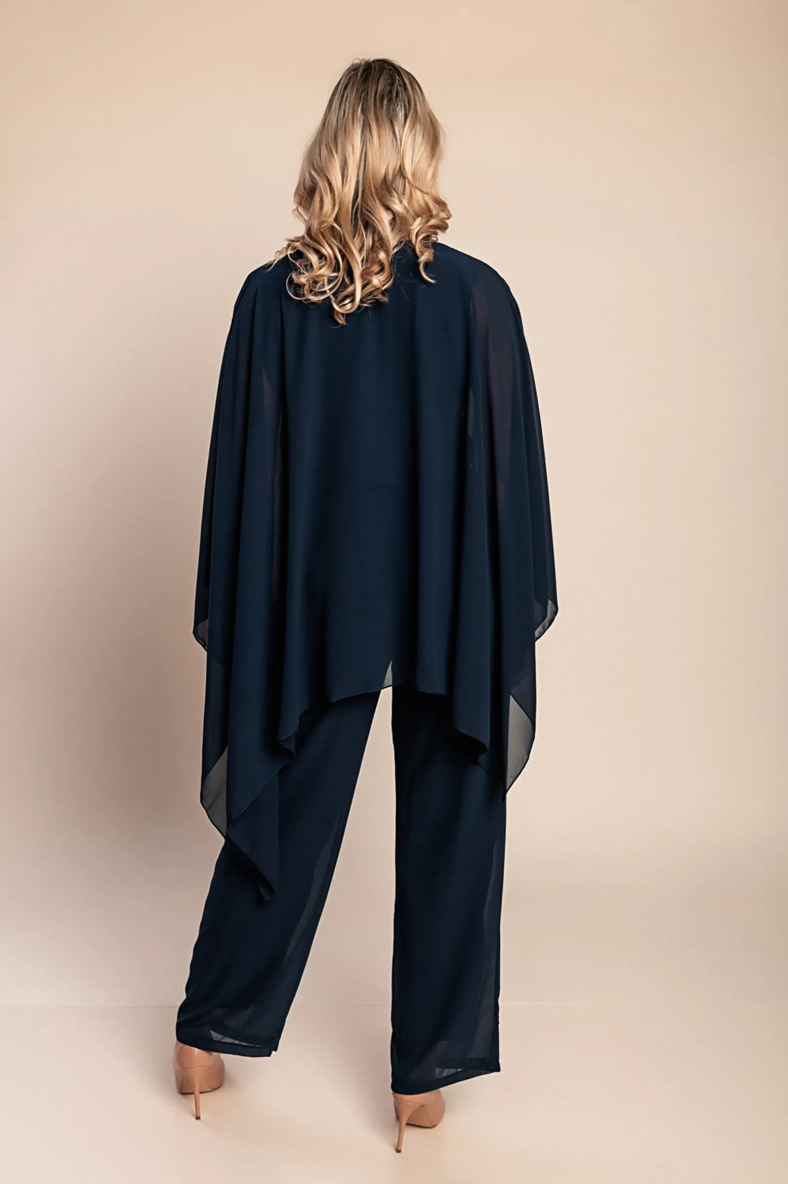 Elegante set tunica e pantaloni lunghi, blu scuro