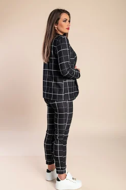 Elegante tailleur pantalone con motivo a rombi  Estrena, nero - diamante