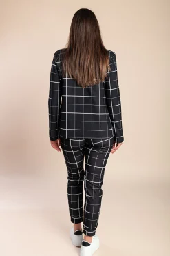 Elegante tailleur pantalone con motivo a rombi  Estrena, nero - diamante