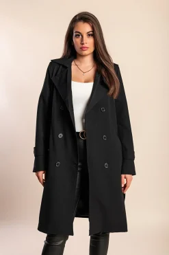 Elegante trench abbottonato, nero