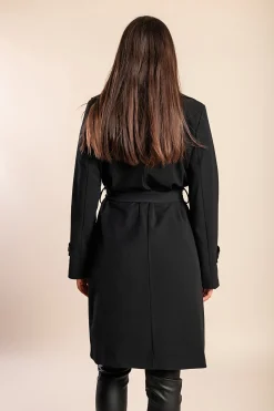 Elegante trench abbottonato, nero