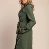 Elegante trench con bottoni, verde oliva
