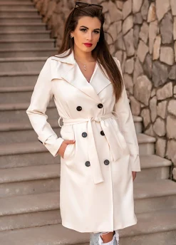 Elegante trench con bottoni, beige