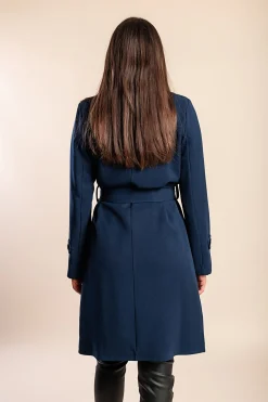 Elegante trench con bottoni, blu scuro