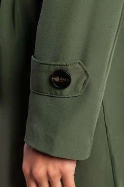 Elegante trench con bottoni, verde oliva