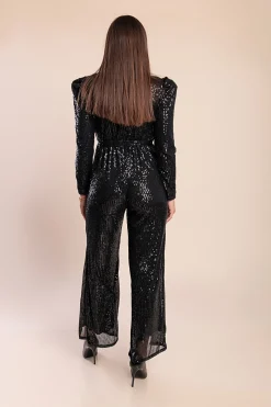 Elegante tuta con paillettes, nera