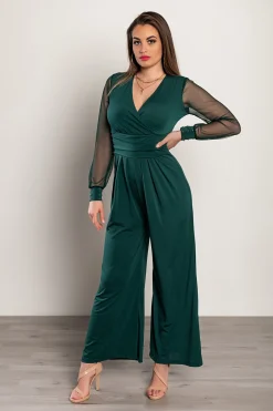 Elegante tuta con scollo a V Georgina, verde scuro