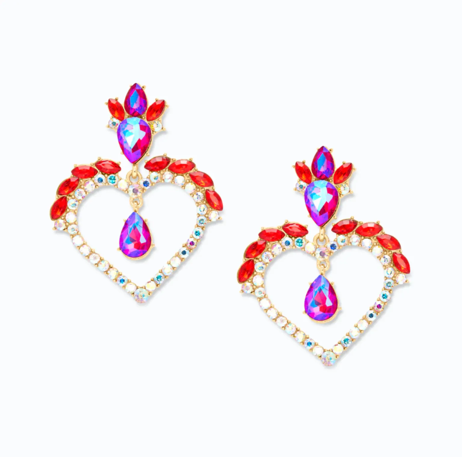 Eleganti orecchini a forma di cuore, ART365, colore rosso