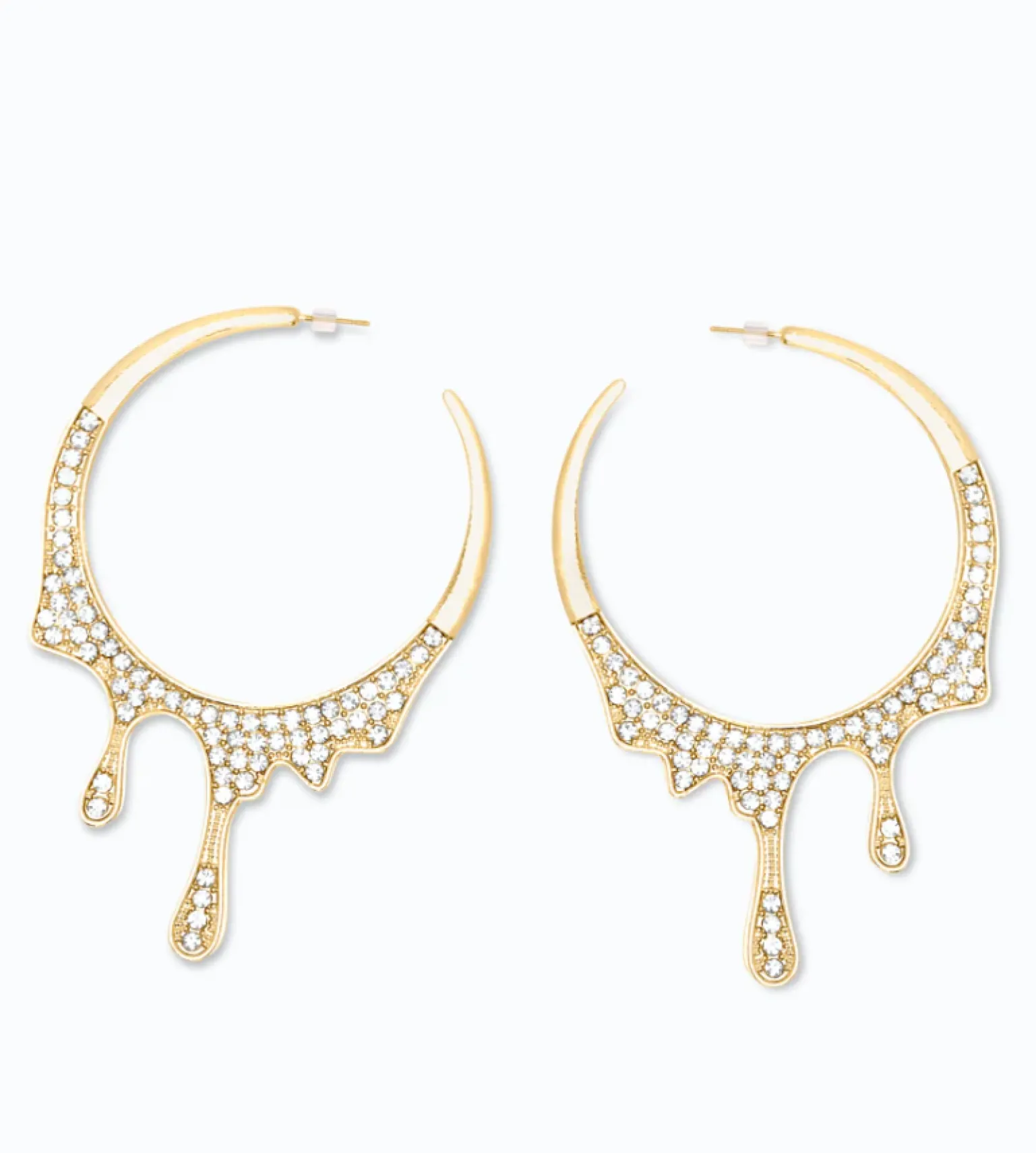 Eleganti orecchini con strass, colore oro