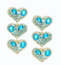 Eleganti orecchini pendenti con diamanti decorativi, blu