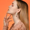 Eleganti orecchini pendenti, ART374, rosso