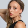 Eleganti orecchini pendenti con strass, ART1049, multicolore