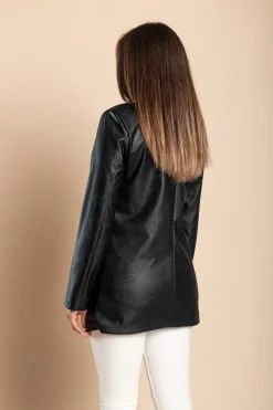 Giacca in ecopelle 81095, nera