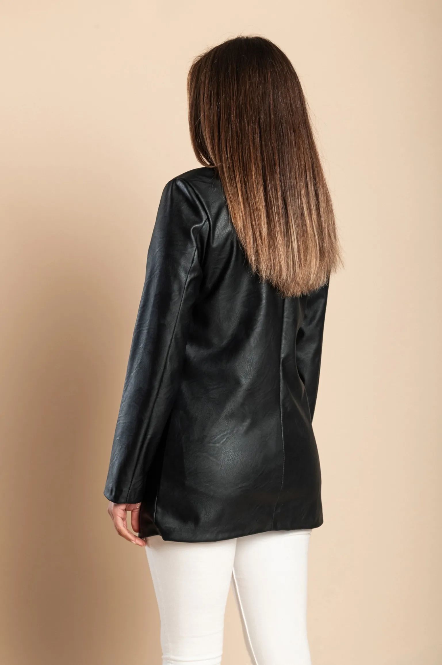 Giacca in ecopelle 81095, nera