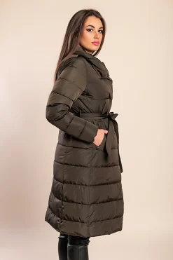 Giacca lunga imbottita, colore militare