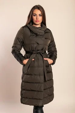 Giacca lunga imbottita, colore militare