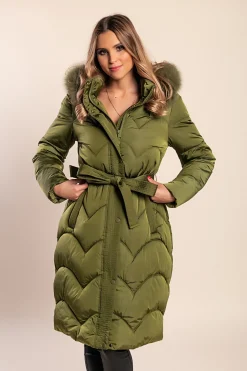 Giacca trapuntata con cappuccio, verde