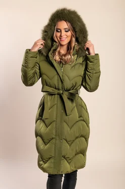 Giacca trapuntata con cappuccio, verde