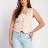 Gilet elegante con bottoni, beige