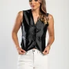Gilet elegante con bottoni, nero