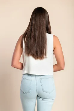 Gilet elegante con bottoni, bianco