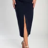 Gonna midi elegante con cintura, blu
